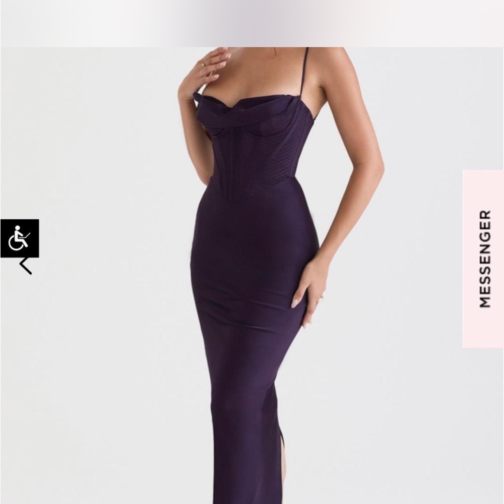 House of CB Purple Bodycon Maxi Dress with Spaghetti Strap Neckline for Cocktail